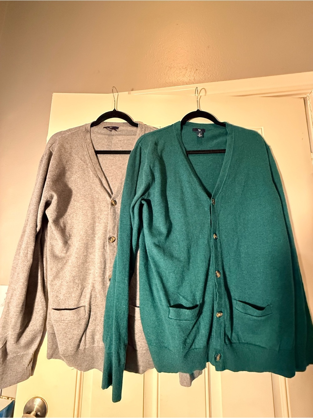 GAP Green and Gray V-Neck Button Cardigans